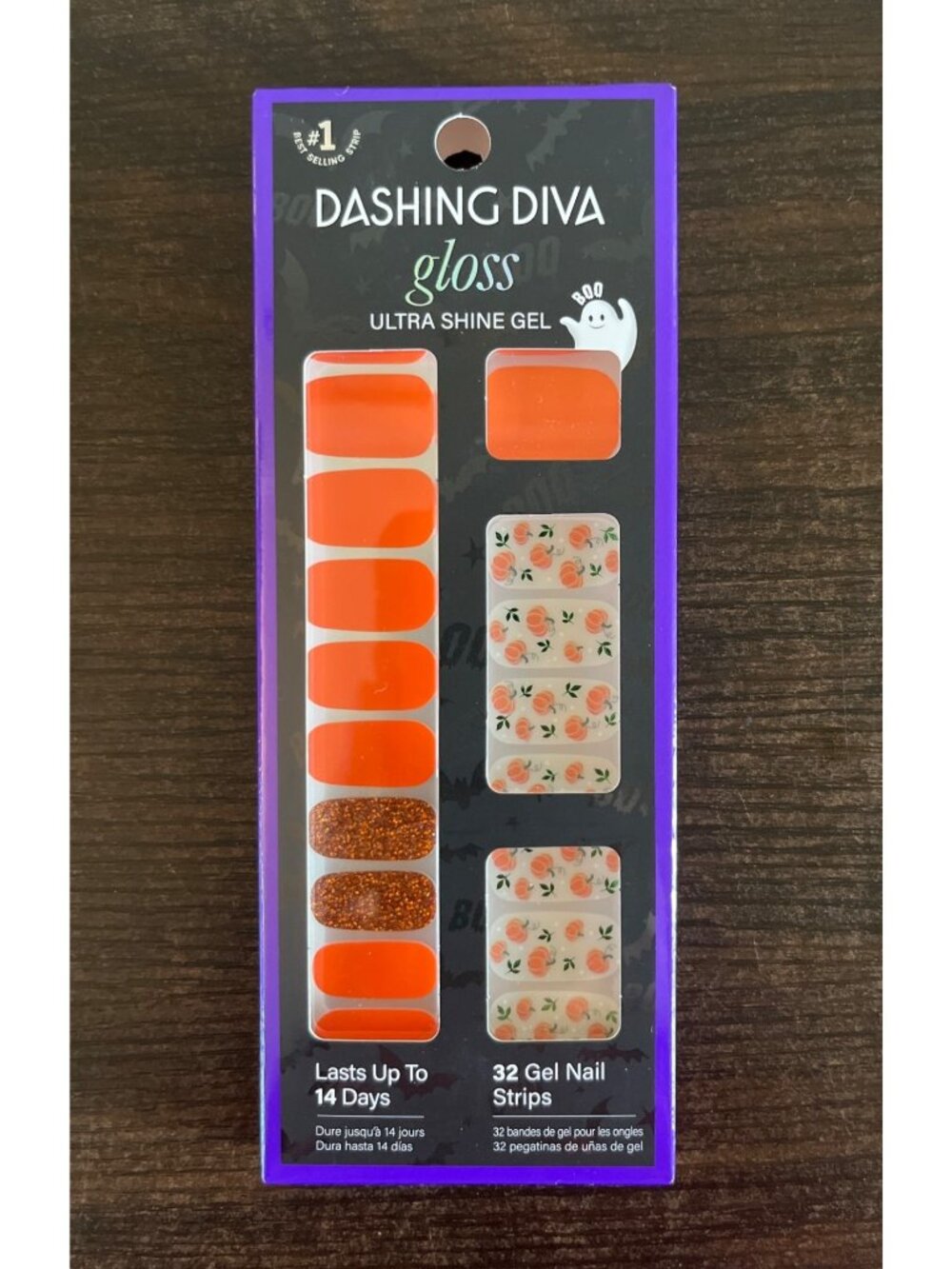 NIP Dashing Diva Gloss Press-On Nails Ultra Shine Gel The Great Pumpkin